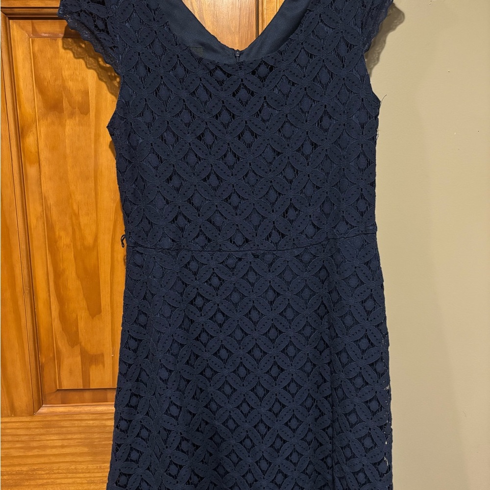 Women’s Navy Blue A-Line Flutter Sleeve Dress